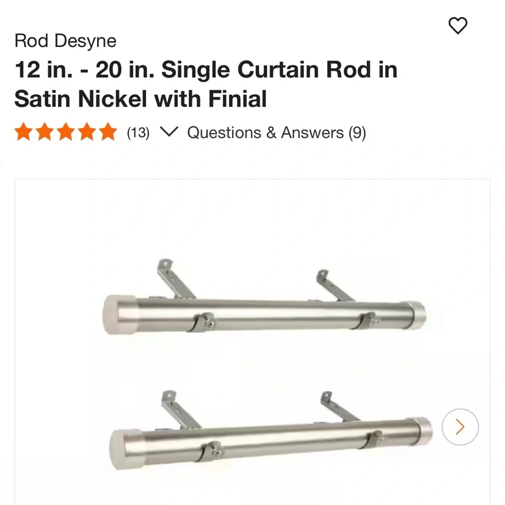 Satin Nickel Single Curtain Rod (12